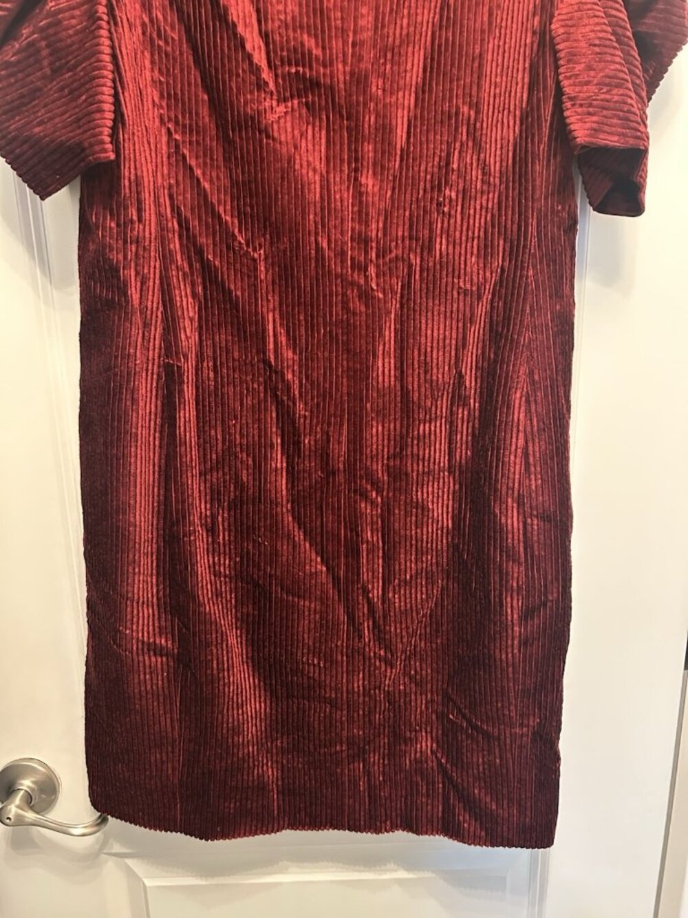 Akris Punto Red Corduroy Puff Sleeve Dress Womens 12 NWT Holiday $1290 Valentine - Picture 15 of 15